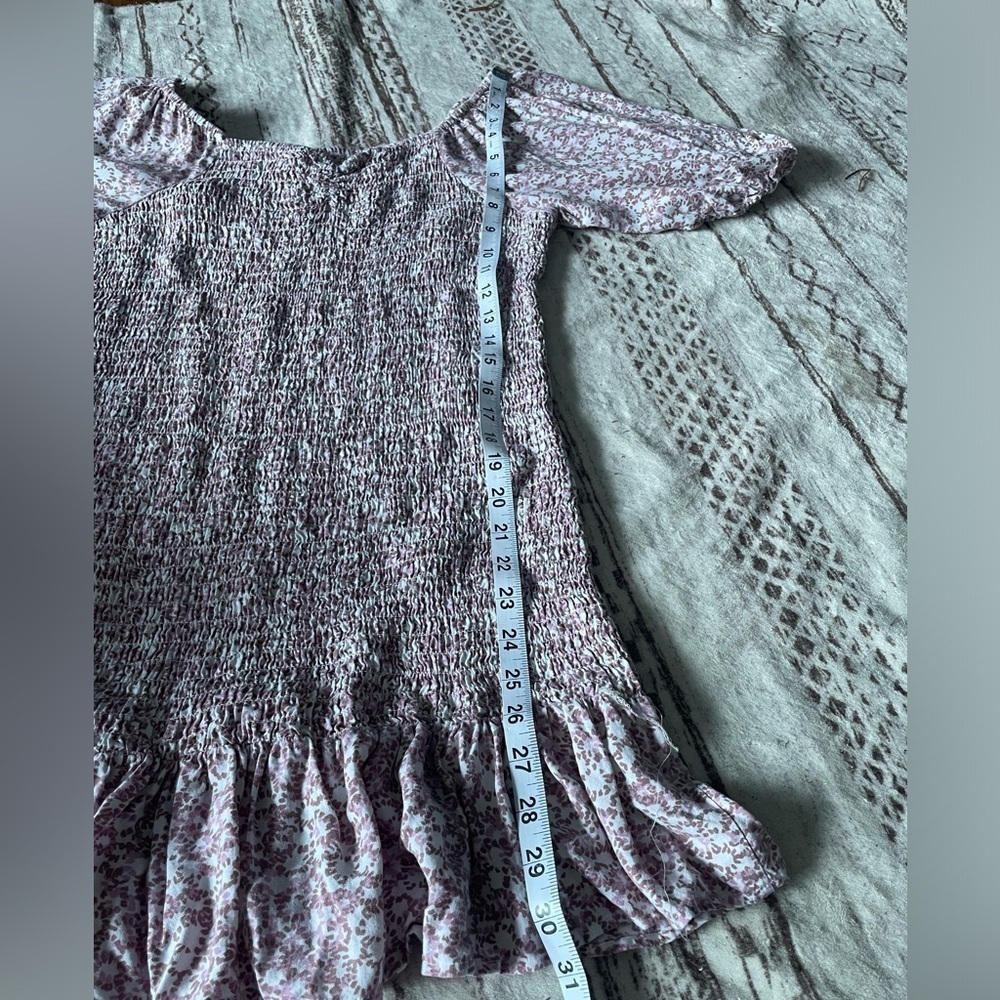 Japna smocked body puff sleeve dress ditsy floral size L 100% Rayon - Picture 8 of 8